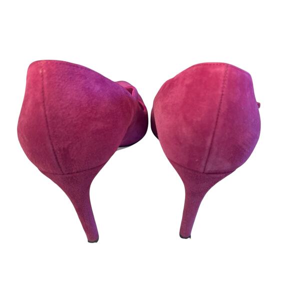 Sebastian Milano Pink Fuchsia Suede Pumps Shoes Crisscross Buckle Strap 8.5B - Picture 5 of 9